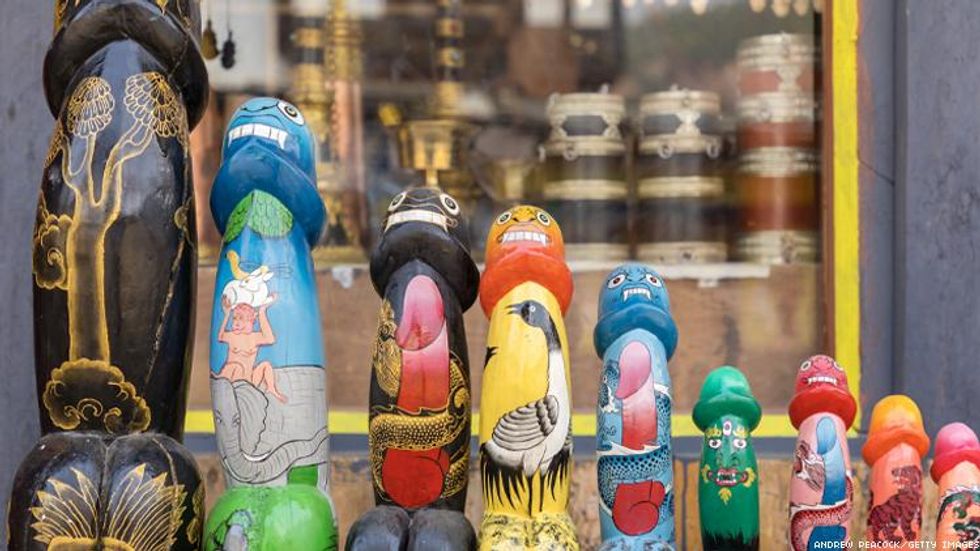 Sopsokha Painted Carvings of Penises