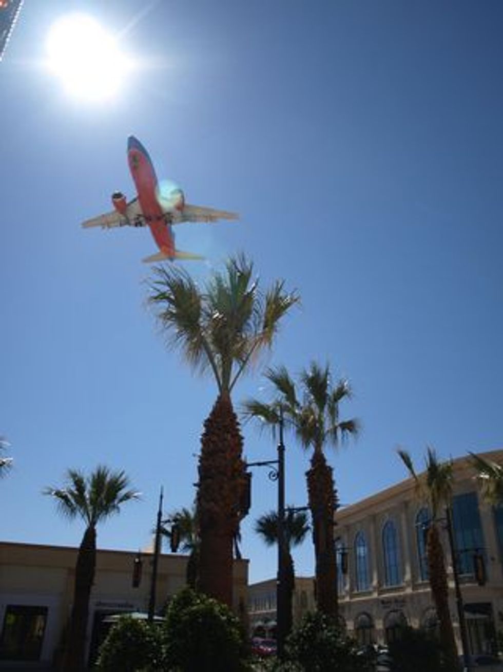 Southwest Airlines flies over Las Vegas