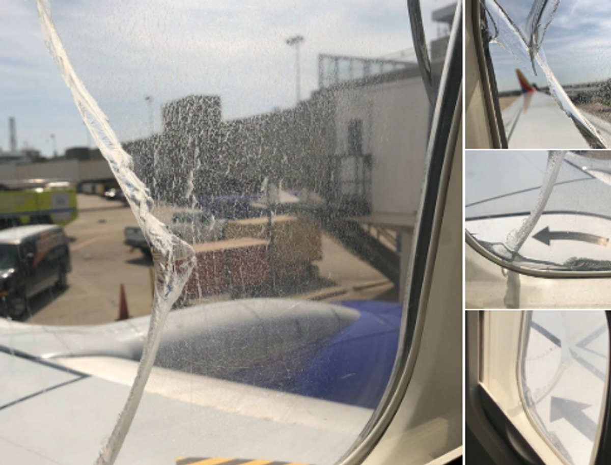 southwest plane cracked window