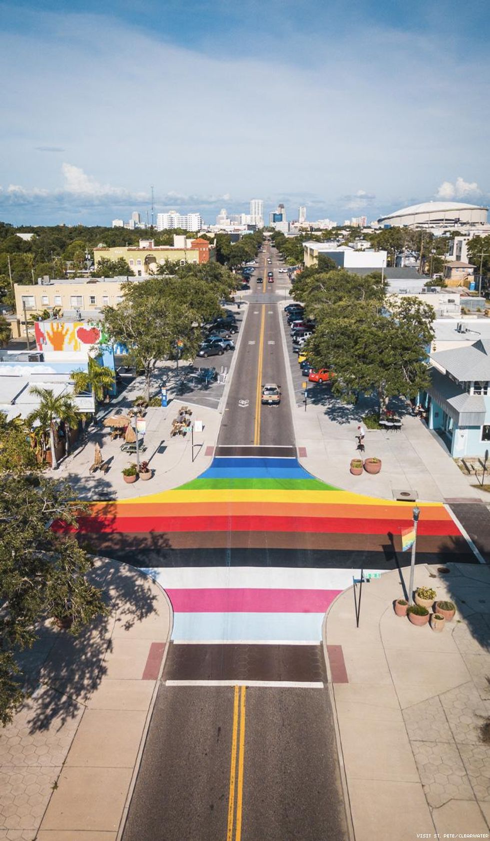 St Pete Pride Street Mural from above