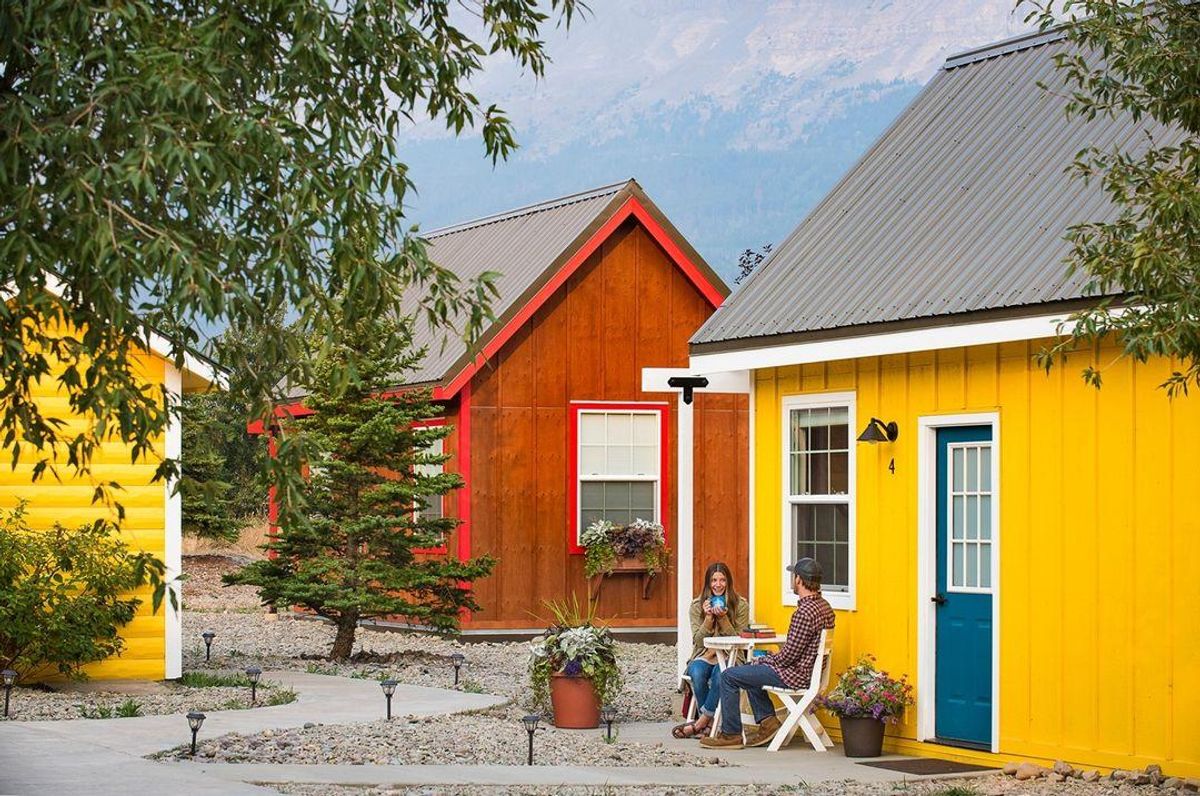 Stay in these Eco-Friendly Tiny Homes at the Tiny Home Village at St. Mary Village just outside the eastern entrance to Glacier National Park