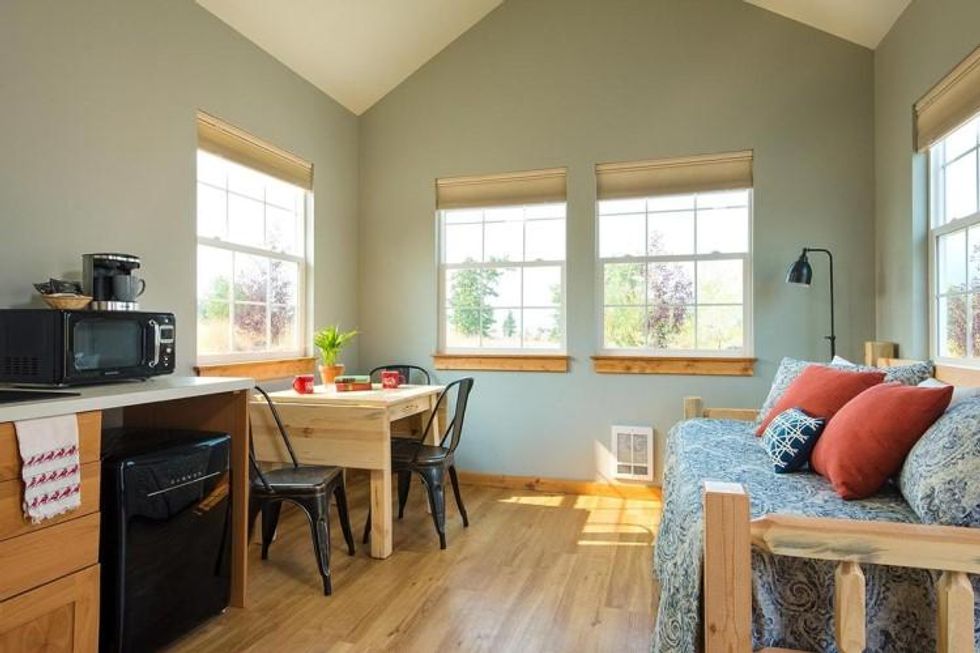 Stay in these Eco-Friendly Tiny Homes at the Tiny Home Village at St. Mary Village just outside the eastern entrance to Glacier National Park