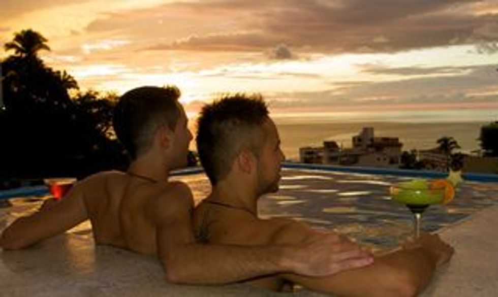 Sunset pool cocktails