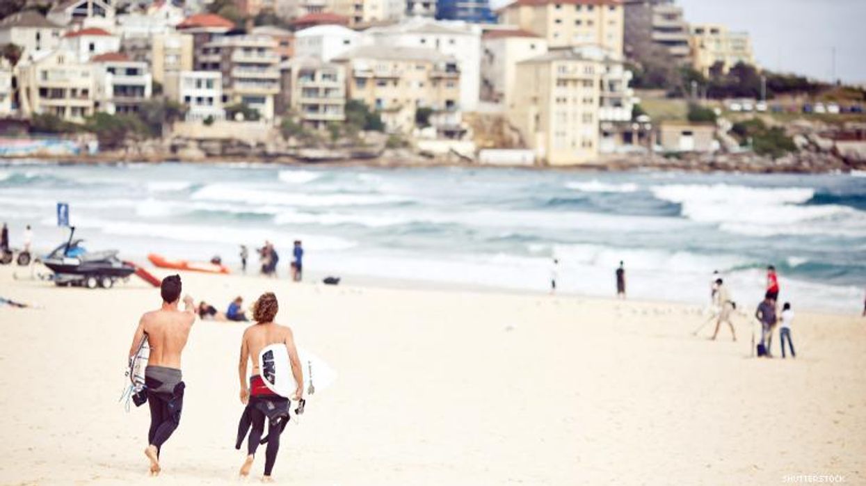 Surfers on Bondi Beach