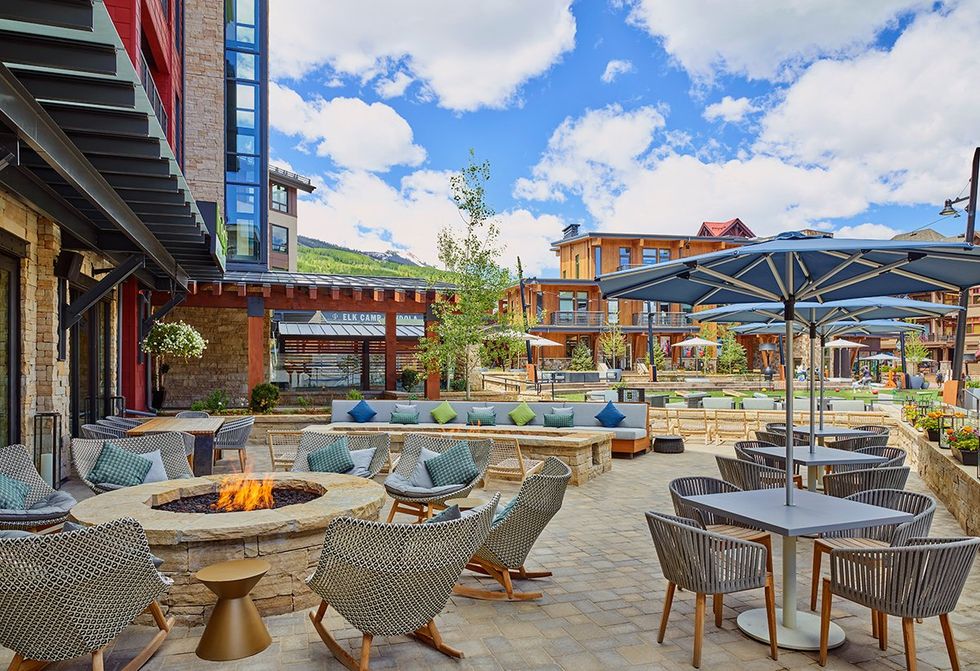 The courtyard at the Limelight Snowmass at Snowmass Village, Colorado