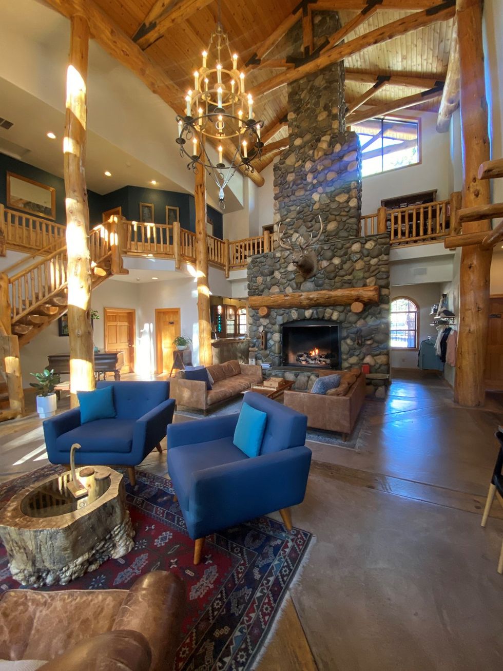 The expansive lobby of the Black Bear Lodge