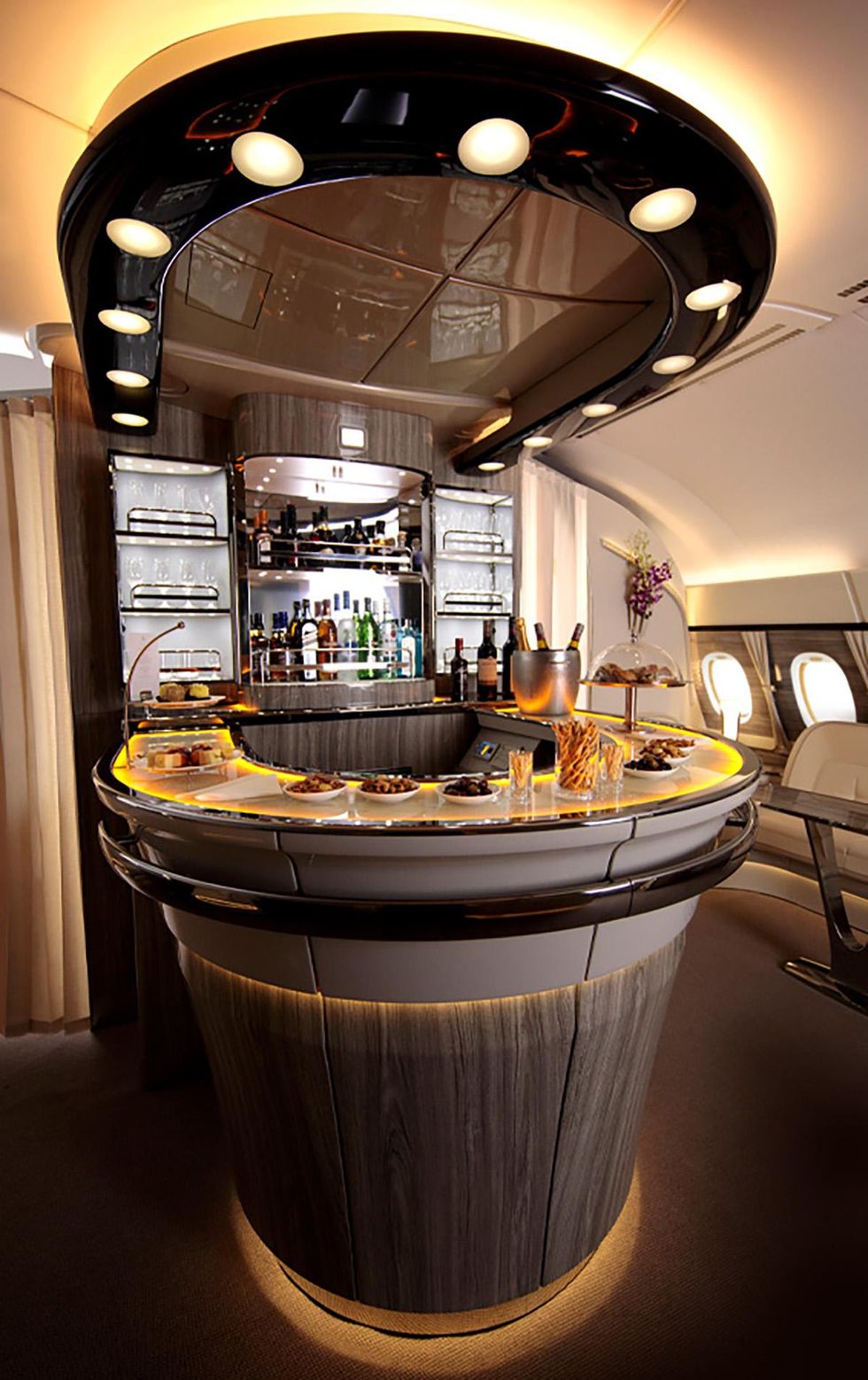 The iconic bar from an Airbus A380 was recently sold at auction for charity