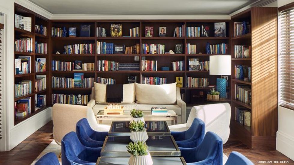 the library at The Betsy Hotel South Beach