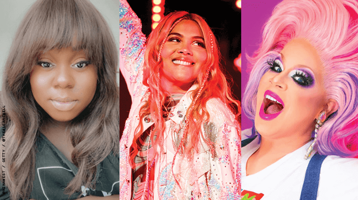 Triptych of Alex Newell Nina West and Hayley Kiyoko