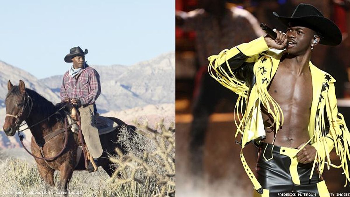 two photos Black cowboy and Lil Nas X