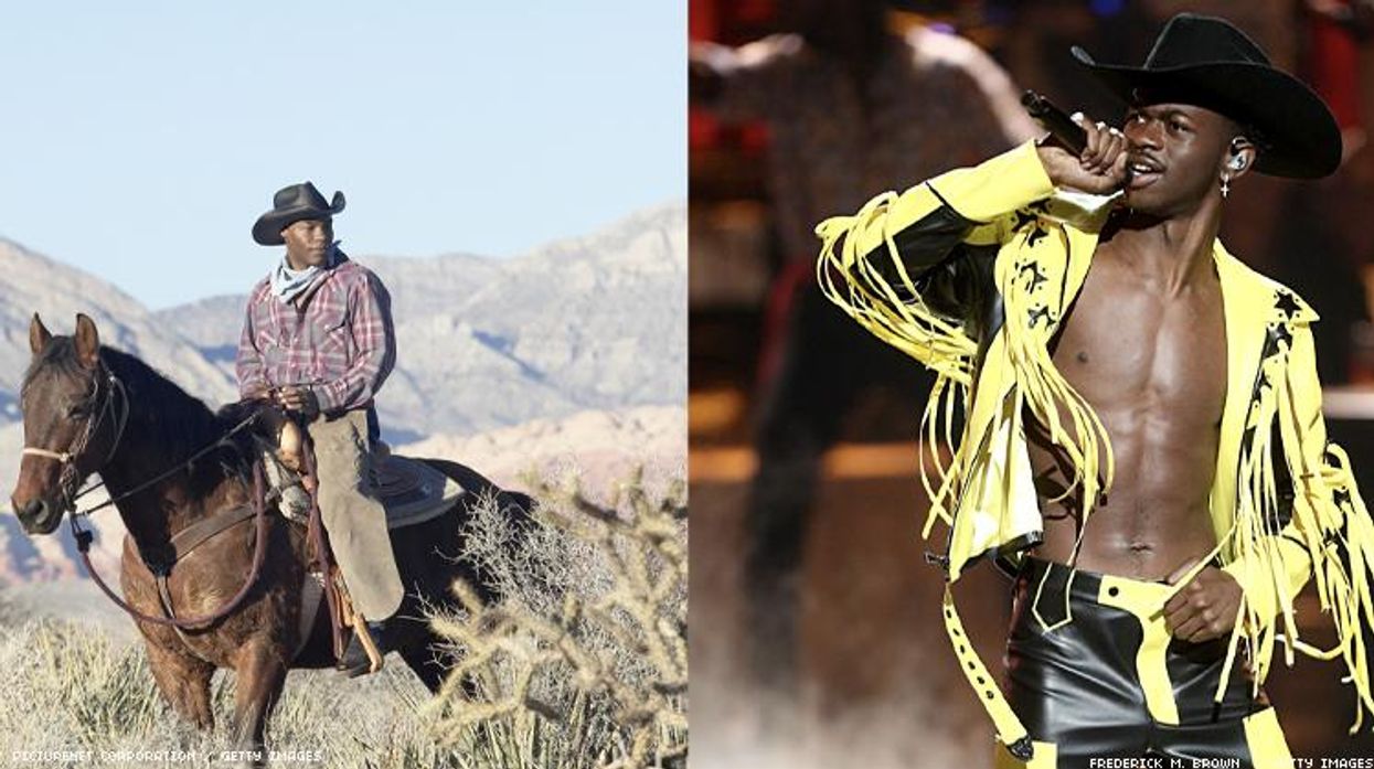 two photos Black cowboy and Lil Nas X