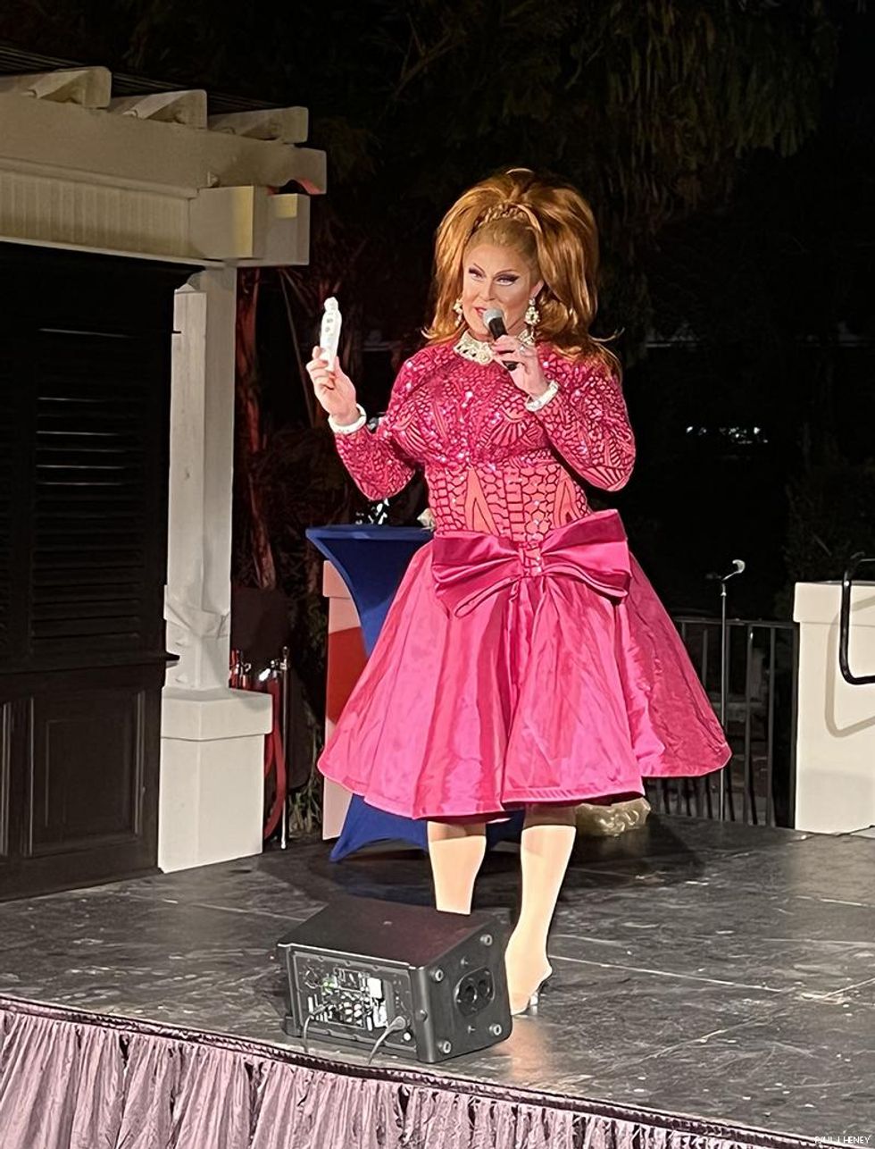 Varla Jean Merman performs at the International Polo Club