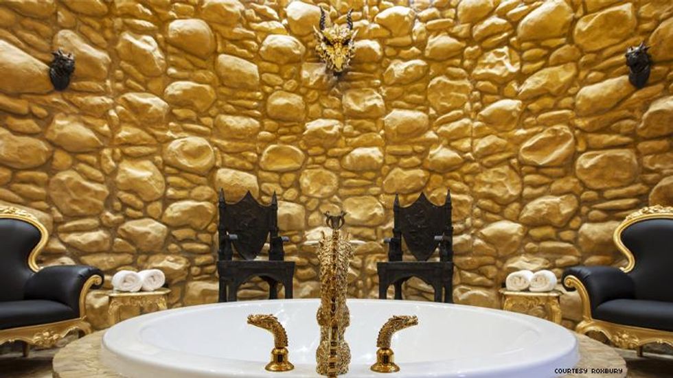 View of the Pendragon room on Roxbury from the hot tub