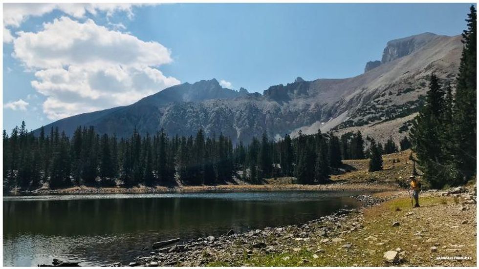 Wheeler Peak rises over Stella Lake at Great Basin National Park