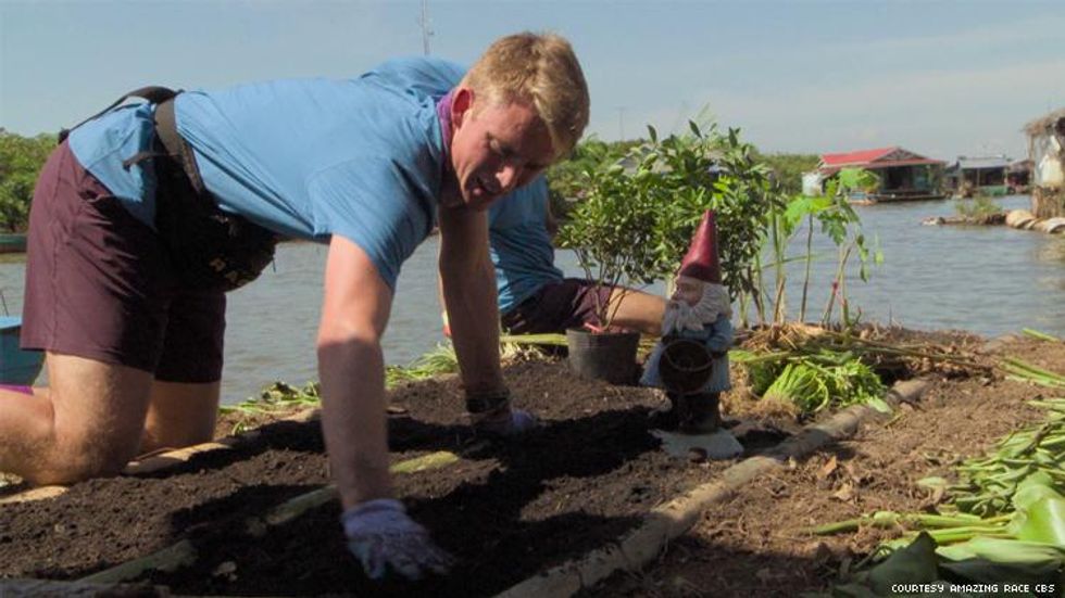 Will of 32nd The Amazing Race gardening in Cambodia