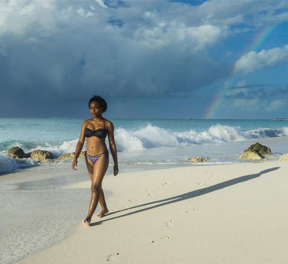 Woman on Turks & Caicos beach