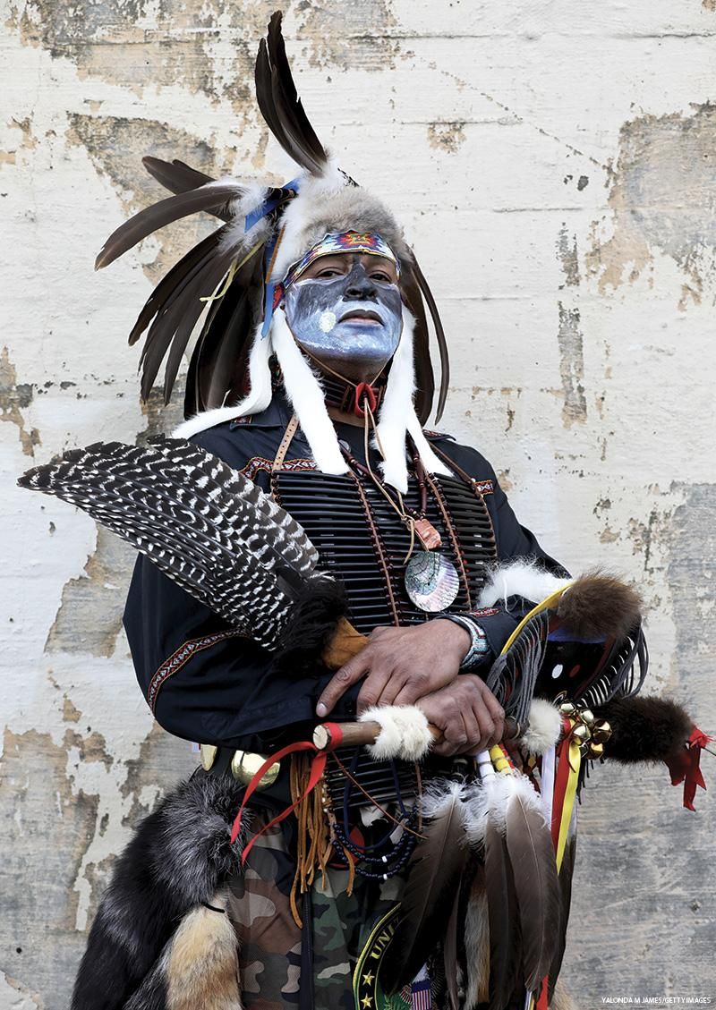Asantea Eagleface of the Cheyenne tribe at the 2019 Two-Spirit Powwow in San Francisco