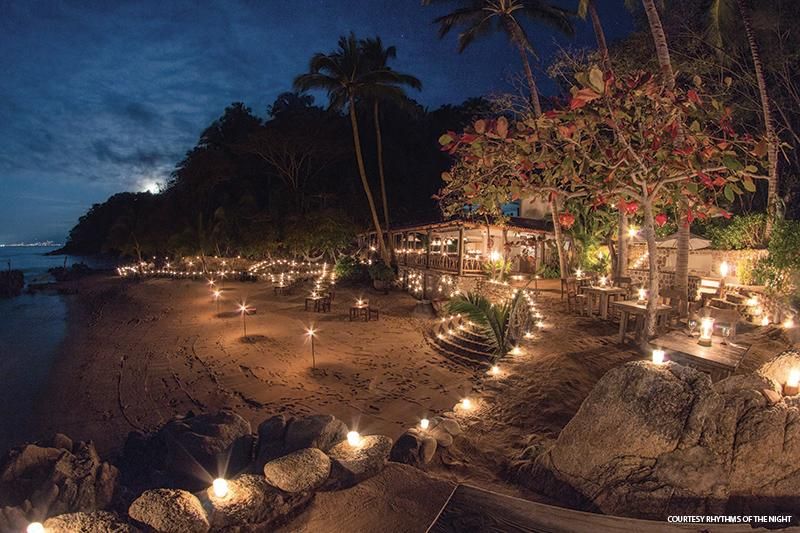 The beach and dining area for Rhythyms of the Night stage show