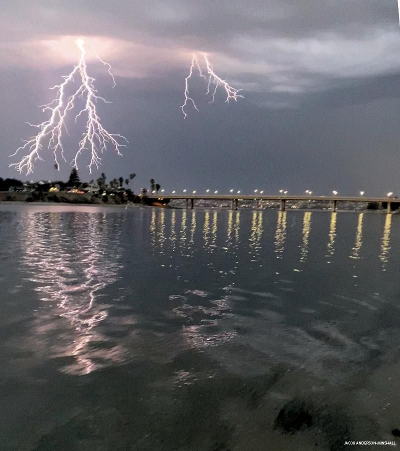 Lightning strikes over San Diego