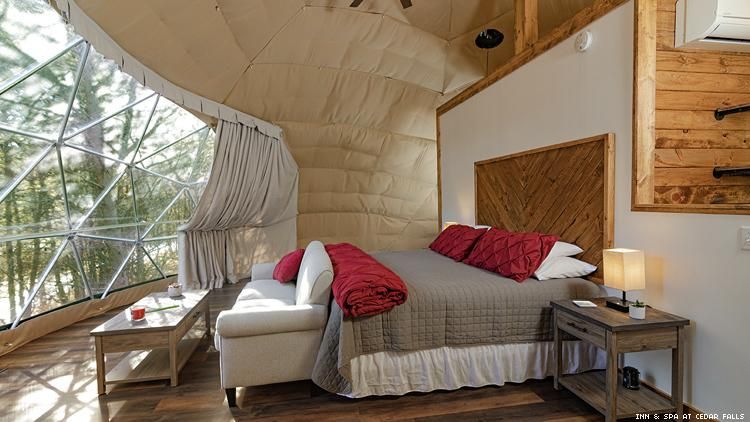 Bedroom of Geodesic Dome at Inn & Space at Cedar Falls