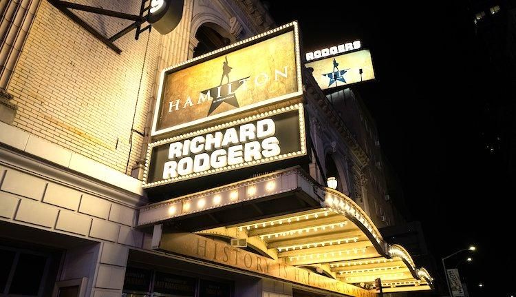 Image of Broadway with Hamilton sign