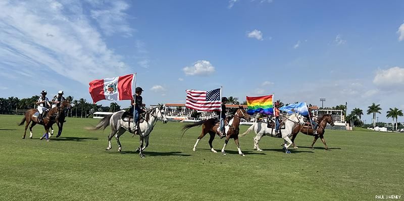 Riders and mounts at the Lexus International Gay Polo Tournament