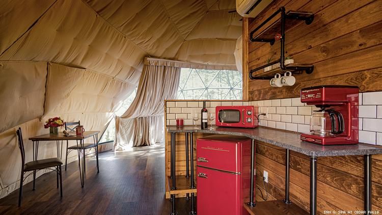 The geodesic dome's kitchen at Inn & Spa at Cedar Falls