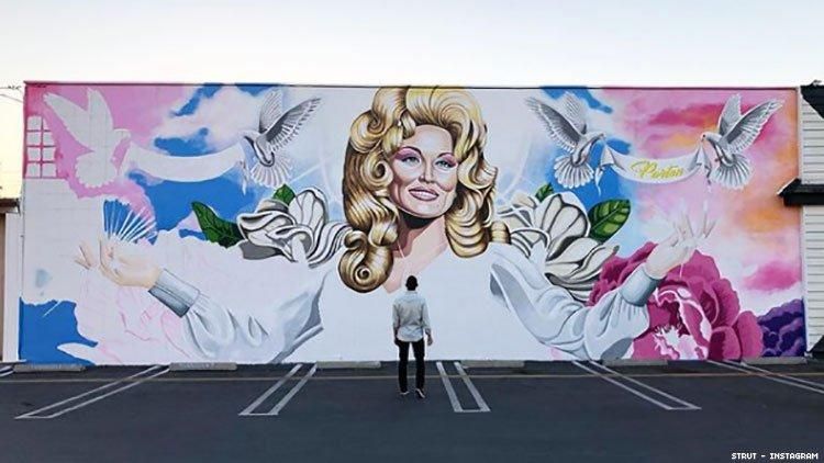 Mural of Dolly Parton on LGBTQ club