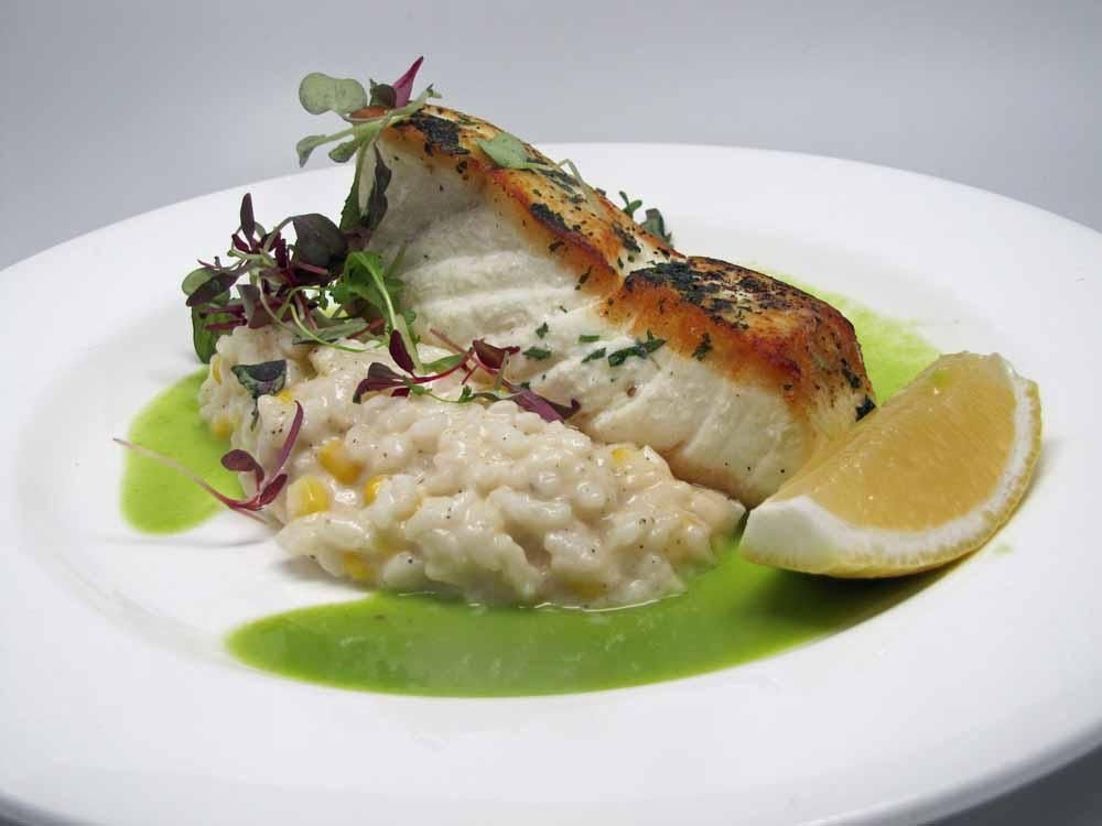 The Dish Halibut with English Pea Sauce