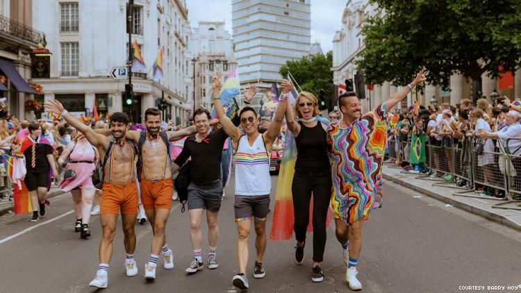Barry Hoy (middle) at London Pride