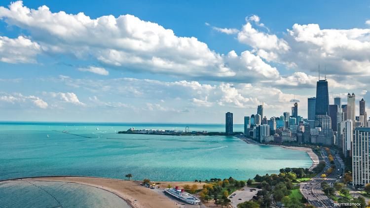 Chicago beach and skyline