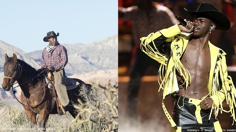 two photos Black cowboy and Lil Nas X