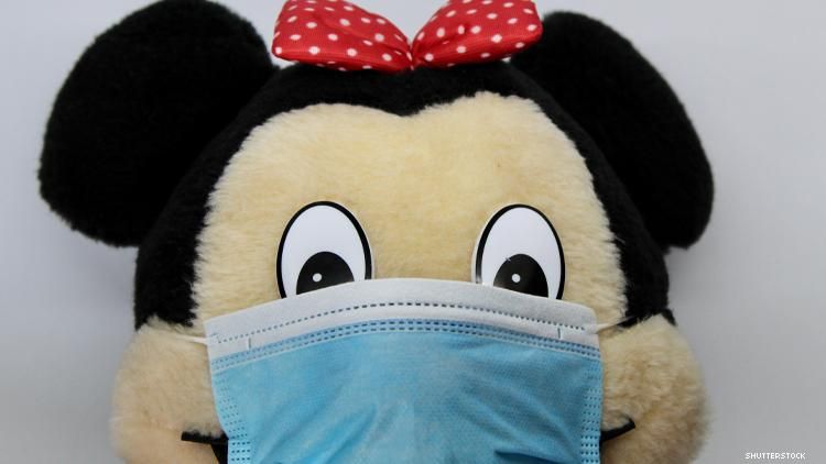 Disney Minnie the Mouse plushy wearing surgical mask