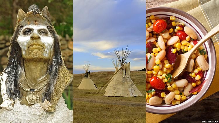 From left to right: Trail of Tears, Tipis, Native food