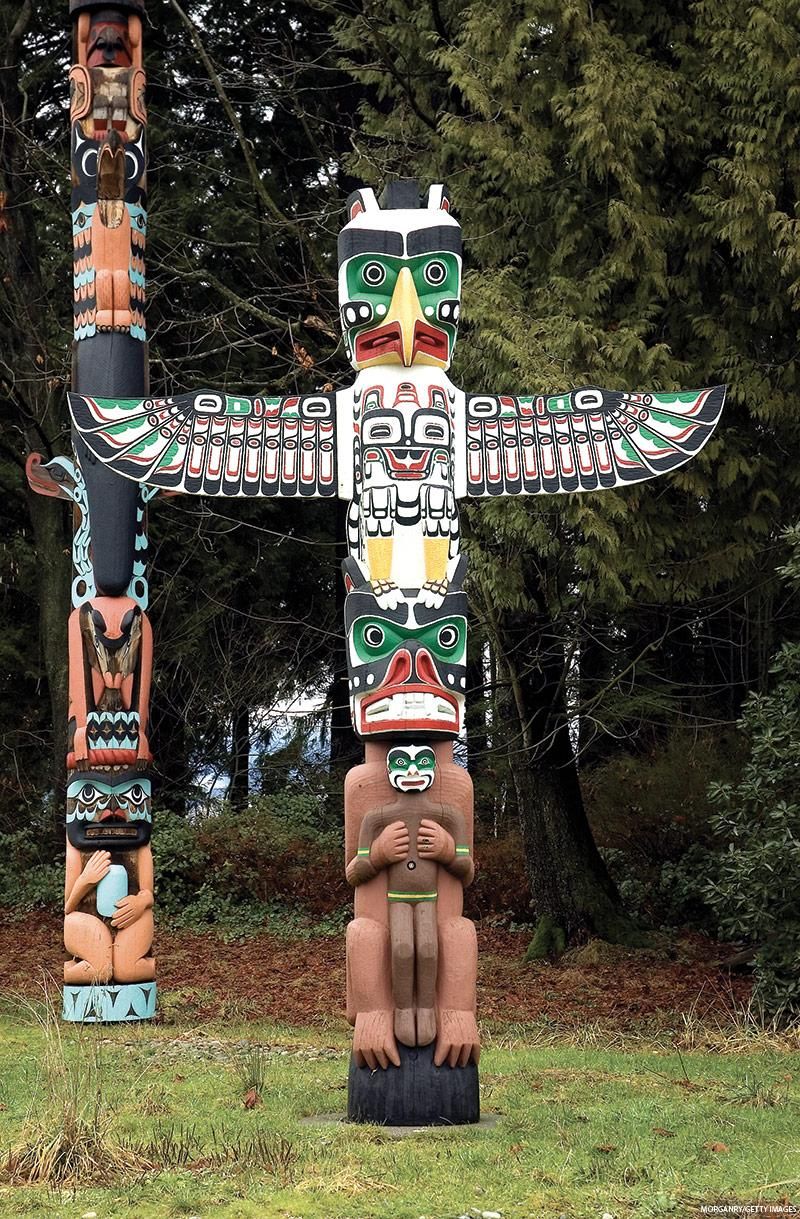 Totem poles in Vancouver British Columbia’s Stanley Park