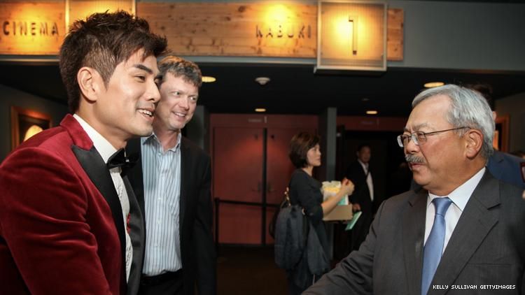 Actor Philip Ng meets San Francisco Mayor Ed Lee at screening of "Birth of the Dragon" at the AMC Dine-In Kabuki 8 theater in 2017