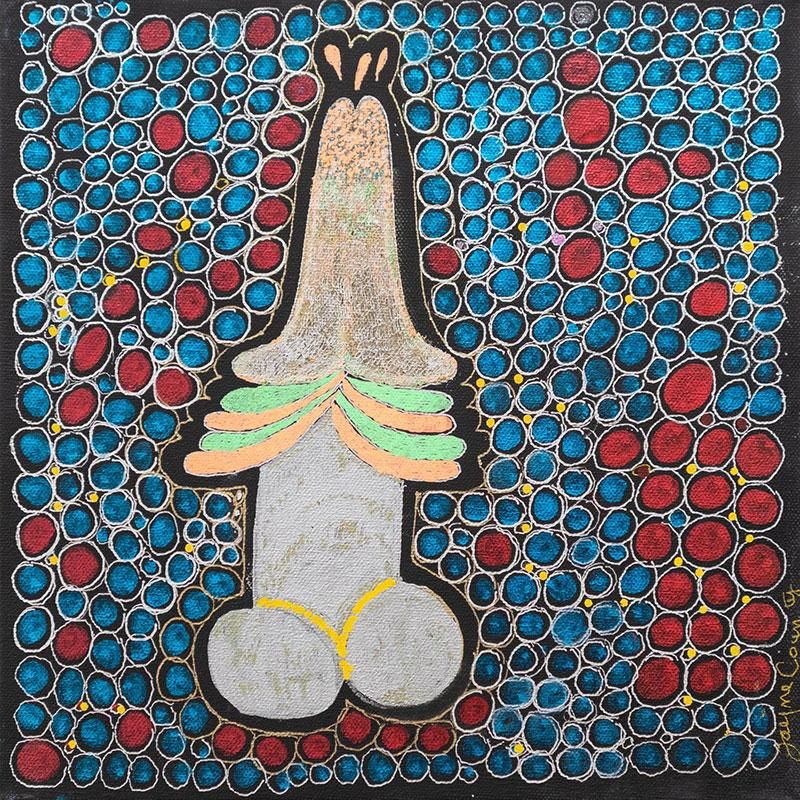 Jayne County, Amerikan Penis, 2020, acrylic and ink on canvas, 12 x 12 inches