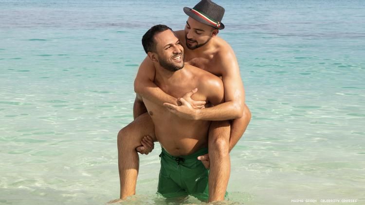 Carlos Martinez and boyfriend Joel Vazquez enjoy the ocean 
