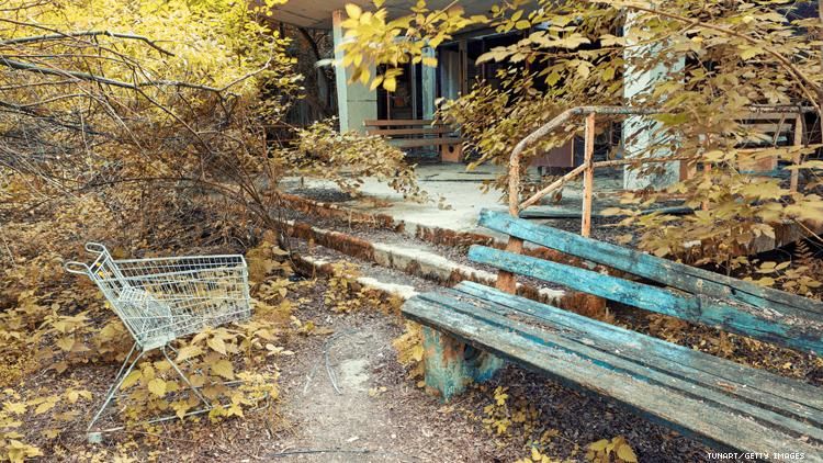 Abandoned shopping mall in Chernobyl Ukraine