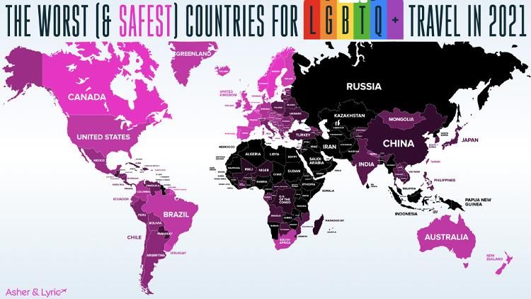 Worst LGBTQ Travel Countries Map